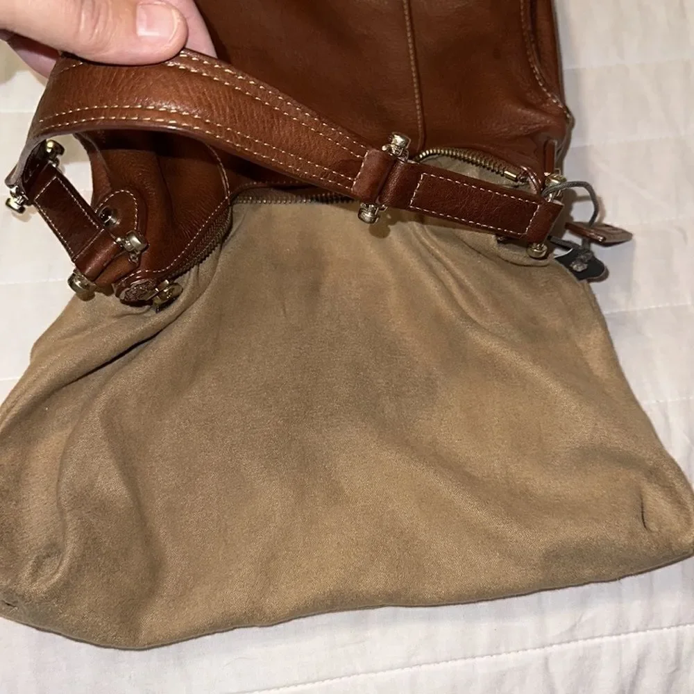 Liz Claiborne Vintage Chestnut Brown Genuine Leather Mini Hobo Bag
